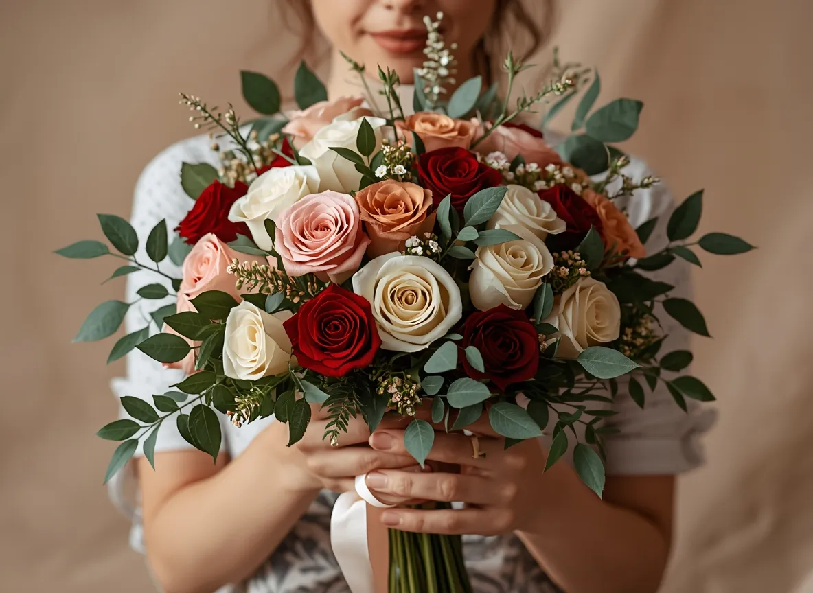 Hand-tied rose bouquet technique demonstration